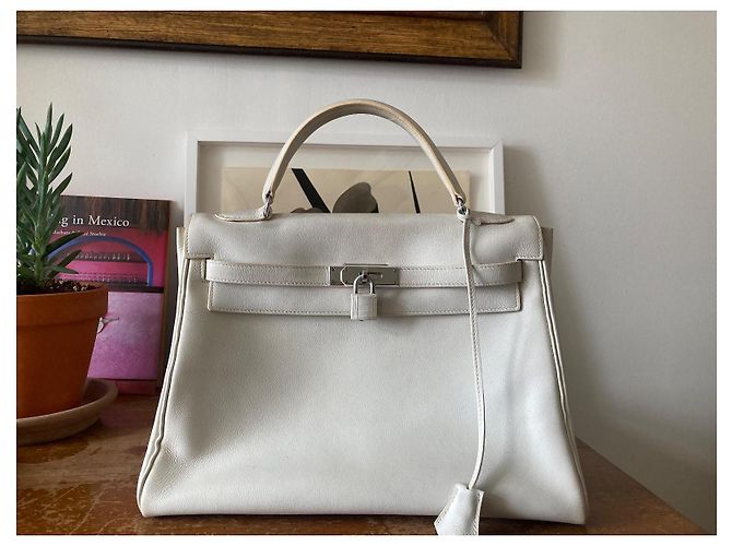 Hermès, borsa Kelly, retourne, 32 in pelle bianca Bianco - vista 2