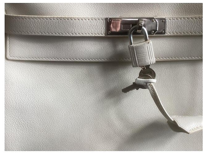 Hermès, borsa Kelly, retourne, 32 in pelle bianca Bianco - vista 6