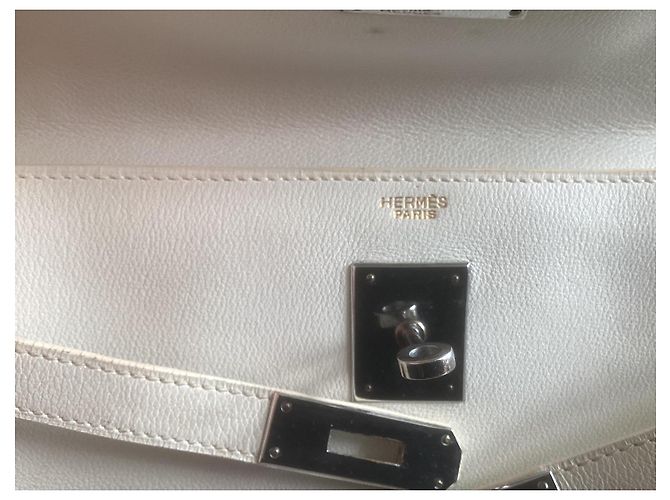 Hermès, borsa Kelly, retourne, 32 in pelle bianca Bianco - vista 7