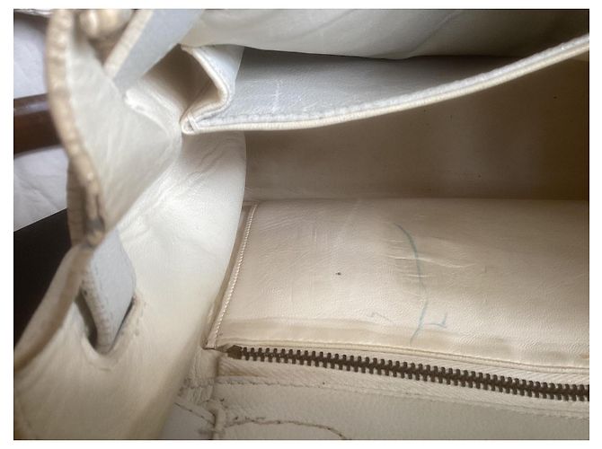 Hermès, borsa Kelly, retourne, 32 in pelle bianca Bianco - vista 8
