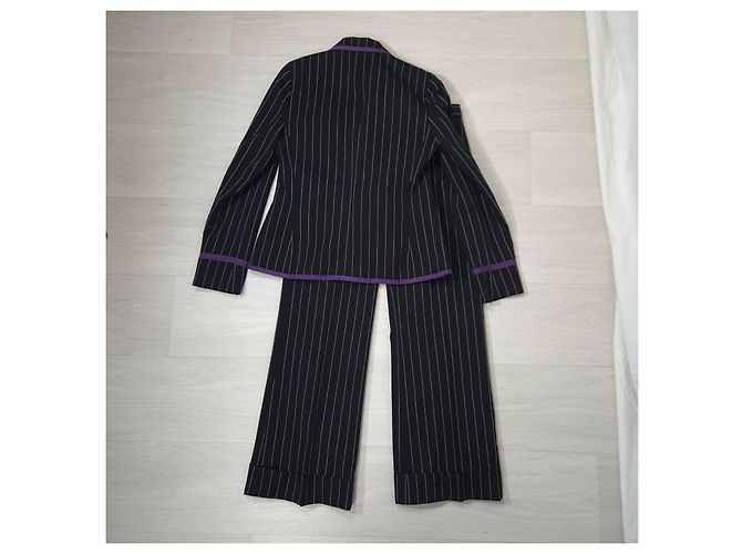 Tailleur pantalone Ralph Lauren gessato y2k Nero Viola scuro - vista 2