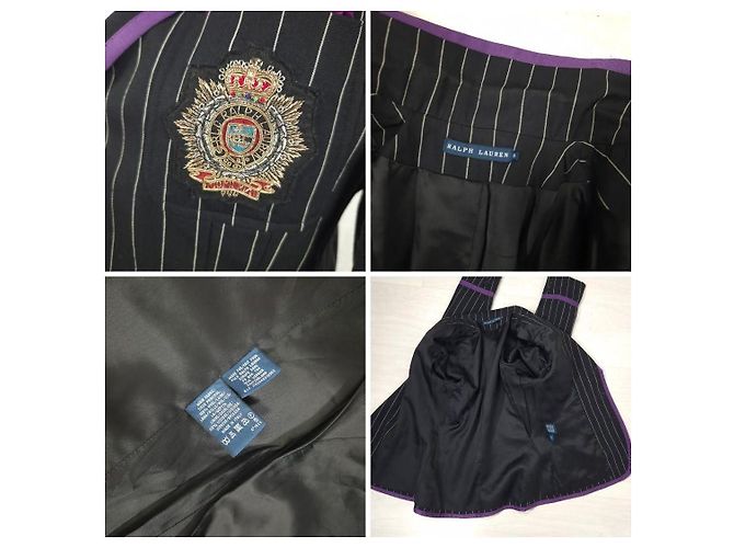 Tailleur pantalone Ralph Lauren gessato y2k Nero Viola scuro - vista 9
