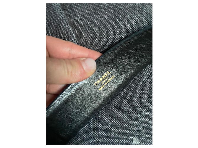 Cintura Chanel in pelle nera e coco bianco Nero - vista 3