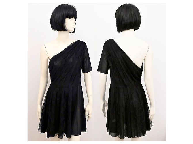 Christopher Kane x Topshop Minikleid mit einer Schulter aus Spitze Größe XL Schwarz - Ansicht 2
