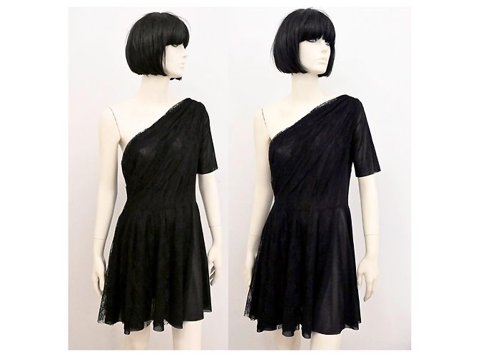 Christopher Kane x Topshop Minikleid mit einer Schulter aus Spitze Größe XL Schwarz - Ansicht 3