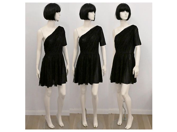 Christopher Kane x Topshop Minikleid mit einer Schulter aus Spitze Größe XL Schwarz - Ansicht 4