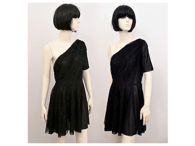 Christopher Kane x Topshop Minikleid mit einer Schulter aus Spitze Größe XL Schwarz - Ansicht 5