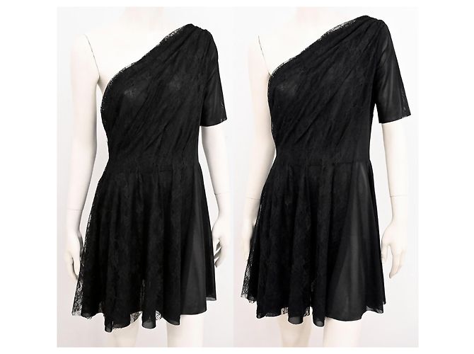 Christopher Kane x Topshop Minikleid mit einer Schulter aus Spitze Größe XL Schwarz - Ansicht 6