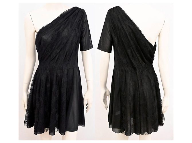 Christopher Kane x Topshop Minikleid mit einer Schulter aus Spitze Größe XL Schwarz - Ansicht 7