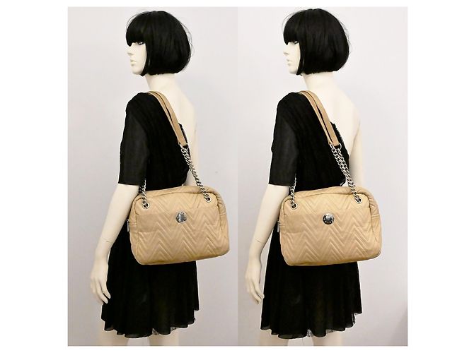 Bimba & Lola Bolsa de ombro quadrada em couro acolchoado Bimba Y Lola em bege - vista 6