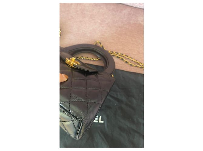 Timeless Chanel Borsa Nano Shopping Nera in Pelle Nero - vista 6