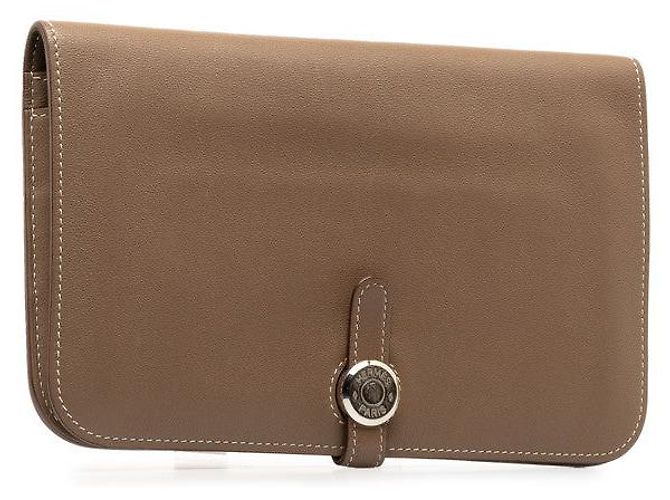 Hermès Portafoglio lungo Hermes Dogon GM in pelle Swift Etoupe argento Grigio - vista 2