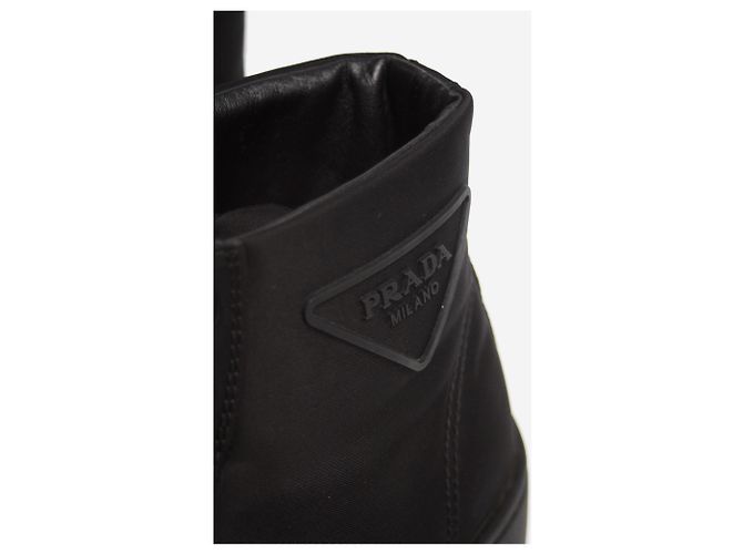 Prada Schwarze Cassetta High-Top-Sneaker - Größe EU 39 - Ansicht 6