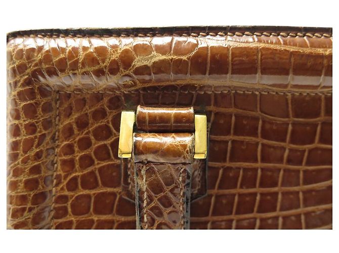 Hermès VINTAGE HERMES PULLMAN 26 BRAUNES KROKODILLEDER HANDTASCHE - Ansicht 16