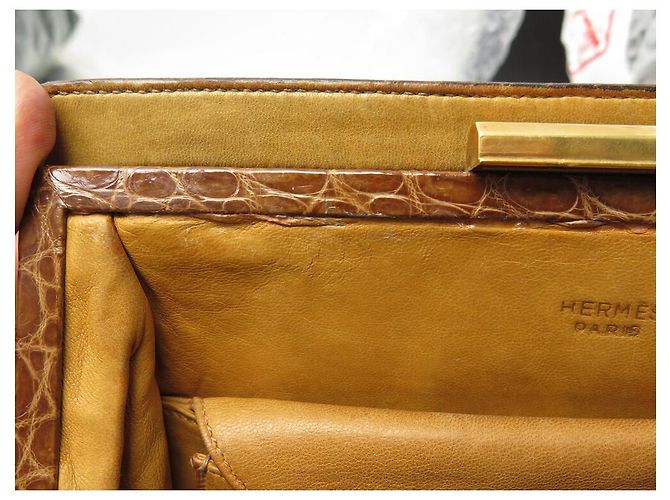 Hermès VINTAGE HERMES PULLMAN 26 BRAUNES KROKODILLEDER HANDTASCHE - Ansicht 17