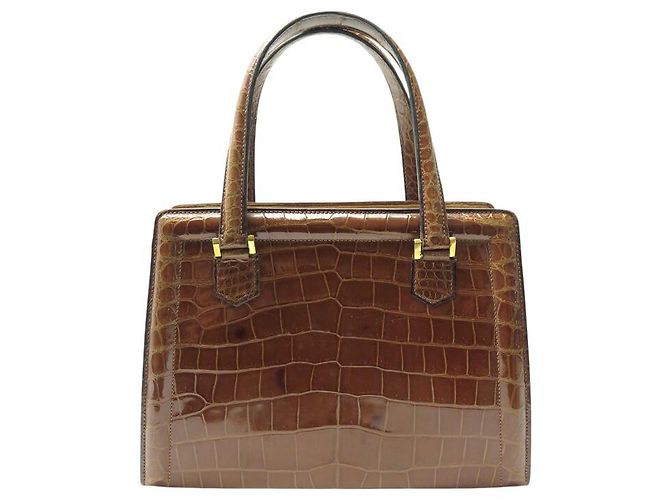 Hermès VINTAGE HERMES PULLMAN 26 BRAUNES KROKODILLEDER HANDTASCHE - Ansicht 2