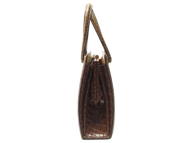 Hermès VINTAGE HERMES PULLMAN 26 BRAUNES KROKODILLEDER HANDTASCHE - Ansicht 3