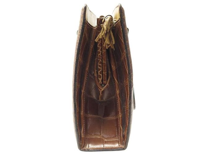 Hermès VINTAGE HERMES PULLMAN 26 BRAUNES KROKODILLEDER HANDTASCHE - Ansicht 4