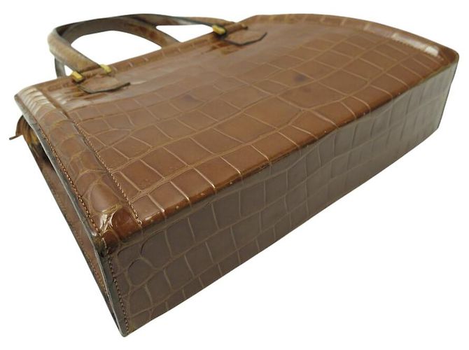 Hermès VINTAGE HERMES PULLMAN 26 BRAUNES KROKODILLEDER HANDTASCHE - Ansicht 5