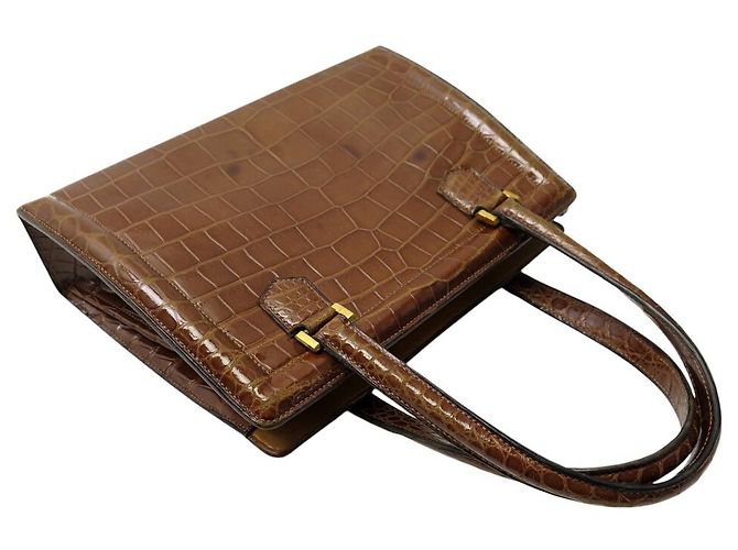 Hermès VINTAGE HERMES PULLMAN 26 BRAUNES KROKODILLEDER HANDTASCHE - Ansicht 6