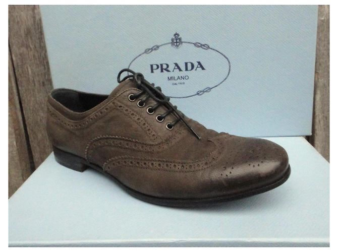 Richelieu Prada en cuir marron - vue 4
