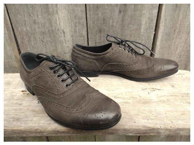Richelieu Prada en cuir marron - vue 9