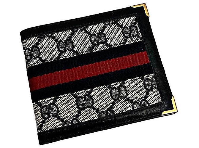 Authentic Gucci Navy Monogram GG Web Bifold Wallet Navy blue - view 2