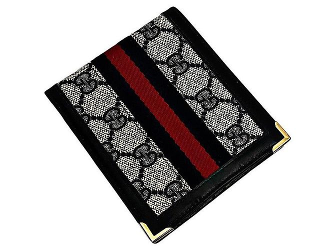 Authentic Gucci Navy Monogram GG Web Bifold Wallet Navy blue - view 3