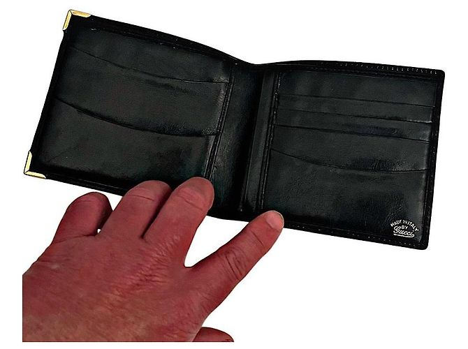 Authentic Gucci Navy Monogram GG Web Bifold Wallet Navy blue - view 5