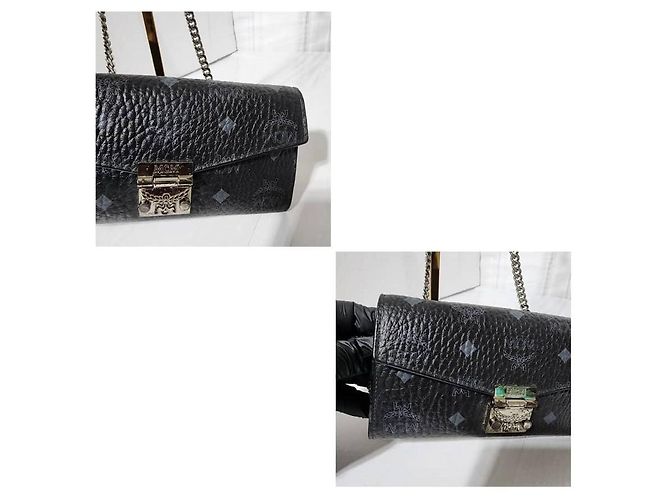 MCM Visetos Große Patricia Geldbörse Mit Kette Schwarz/Grau - Ansicht 11