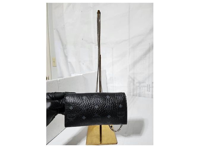 MCM Visetos Große Patricia Geldbörse Mit Kette Schwarz/Grau - Ansicht 15