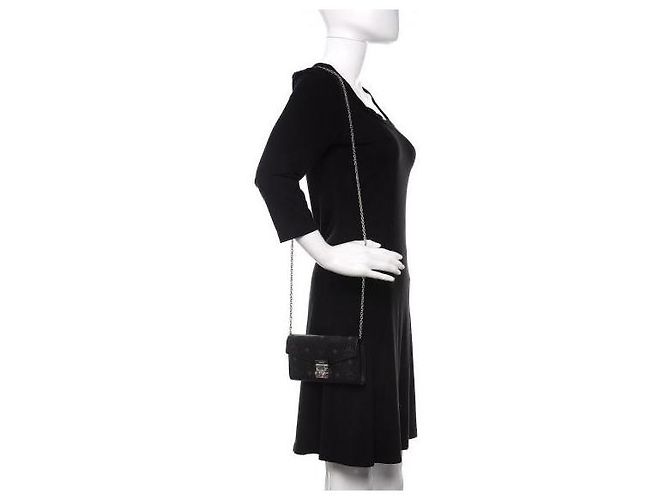 MCM Visetos Große Patricia Geldbörse Mit Kette Schwarz/Grau - Ansicht 2