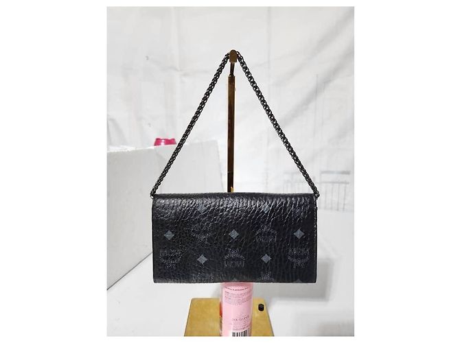 MCM Visetos Große Patricia Geldbörse Mit Kette Schwarz/Grau - Ansicht 3
