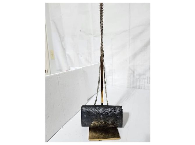 MCM Visetos Große Patricia Geldbörse Mit Kette Schwarz/Grau - Ansicht 5