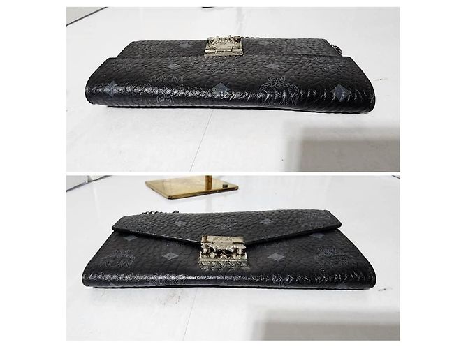MCM Visetos Große Patricia Geldbörse Mit Kette Schwarz/Grau - Ansicht 7