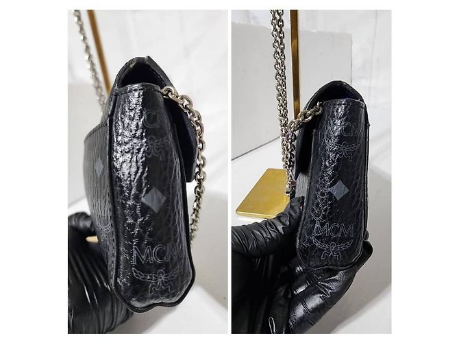 Borsa a tracolla MCM Visetos Small Millie Nera/Grigia Nero Grigio - vista 10