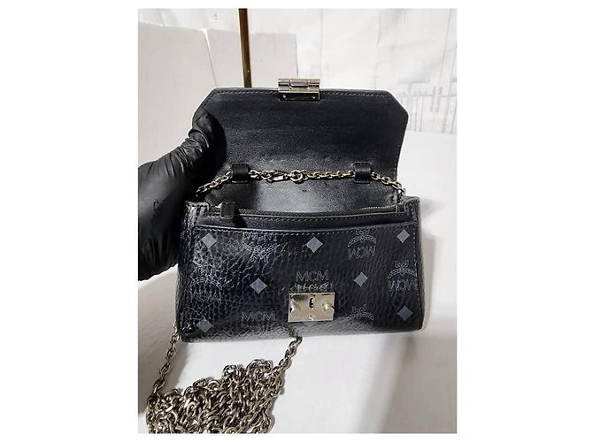 Borsa a tracolla MCM Visetos Small Millie Nera/Grigia Nero Grigio - vista 12