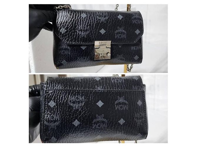 Borsa a tracolla MCM Visetos Small Millie Nera/Grigia Nero Grigio - vista 6