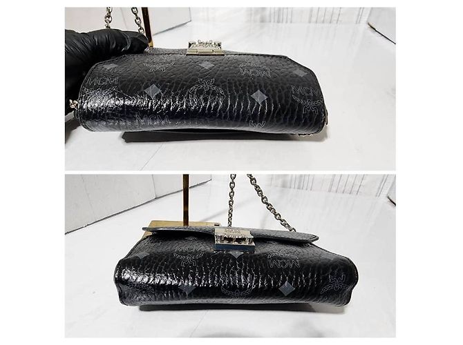 Borsa a tracolla MCM Visetos Small Millie Nera/Grigia Nero Grigio - vista 8