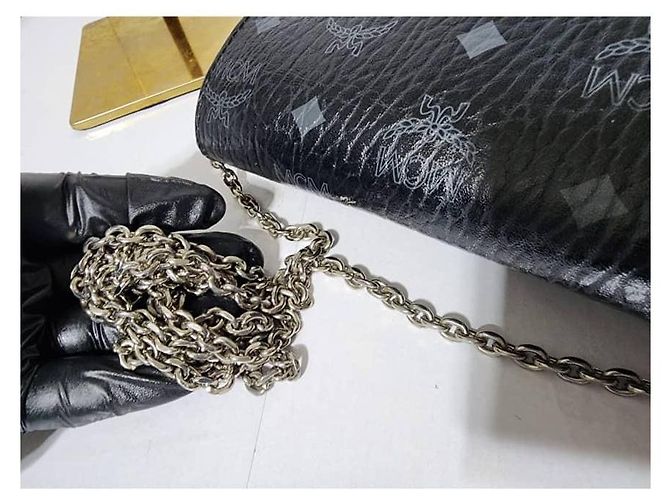 Borsa a tracolla MCM Visetos Small Millie Nera/Grigia Nero Grigio - vista 9