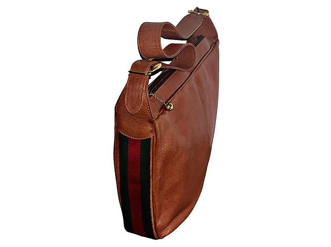Sac à épaule en cuir de veau Gucci vintage authentique Marron - vue 2