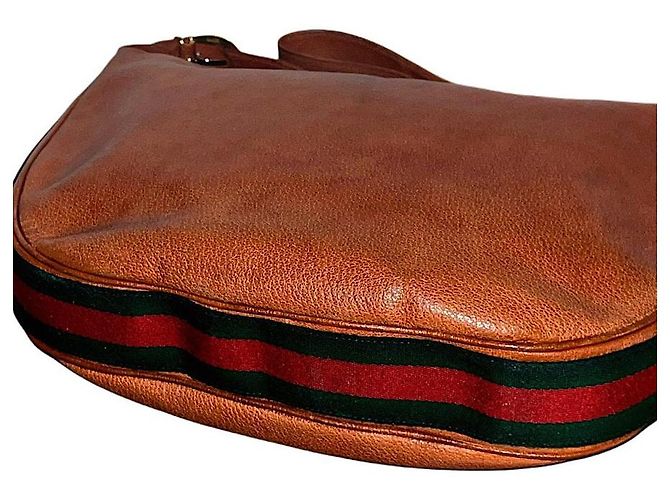 Sac à épaule en cuir de veau Gucci vintage authentique Marron - vue 8