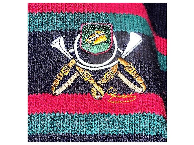 Authentischer Vintage Gucci Strickpullover aus Wolle mit Pferdemblem und Webband Mehrfarben - Ansicht 3