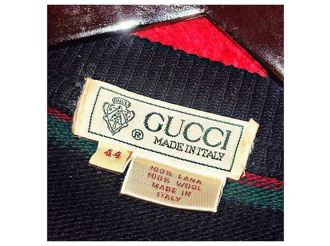 Authentischer Vintage Gucci Strickpullover aus Wolle mit Pferdemblem und Webband Mehrfarben - Ansicht 6
