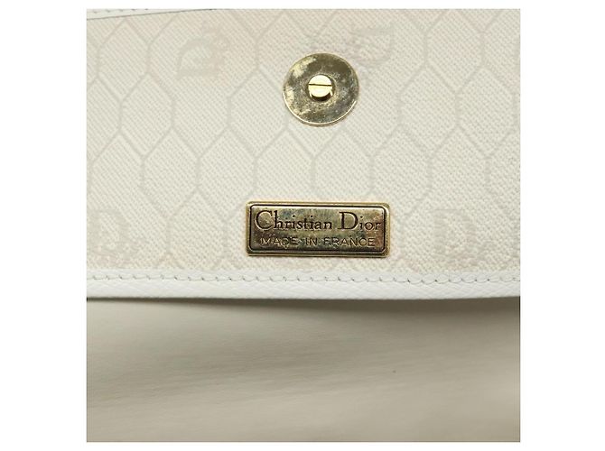 Borsa a spalla in tela a nido d'ape PVC bianca Christian Dior Auth MX224 Bianco - vista 11
