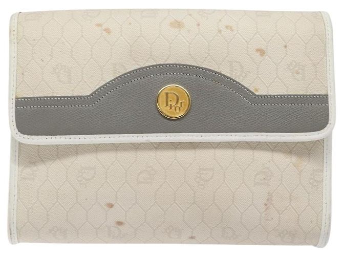 Borsa a spalla in tela a nido d'ape PVC bianca Christian Dior Auth MX224 Bianco - vista 13