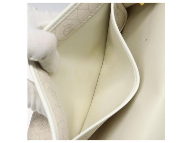 Borsa a spalla in tela a nido d'ape PVC bianca Christian Dior Auth MX224 Bianco - vista 20
