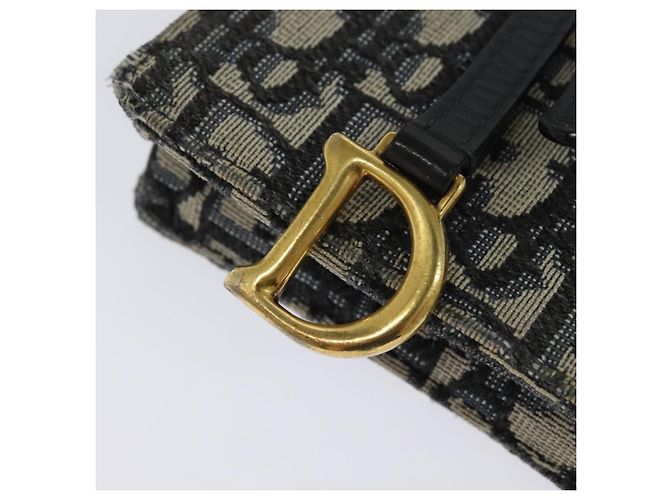 Borsa a spalla in tela Christian Dior Oblique Chain Trotter blu navy Auth MX012 - vista 10