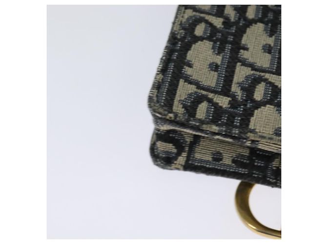Borsa a spalla in tela Christian Dior Oblique Chain Trotter blu navy Auth MX012 - vista 16