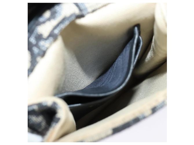 Borsa a spalla in tela Christian Dior Oblique Chain Trotter blu navy Auth MX012 - vista 20